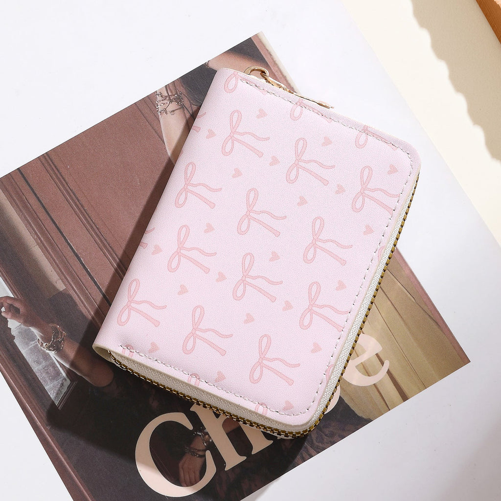 Wallet | Bow Pattern & Zipper Closure | Multiple Card Slots