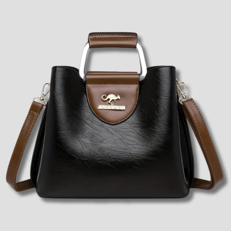 Leather Handbag | Genuine Leather & Multiple Compartments | Adjustable Strap