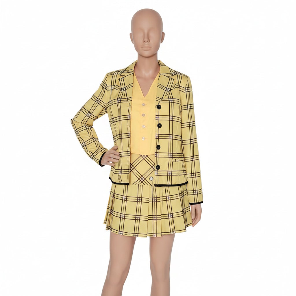 Blazer Skirt Set | Plaid Matching Outfit | Women's Party Costume