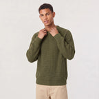 Men’s Sweater | Knitted Crew Neck & Rib-Knit Trim | Regular Fit