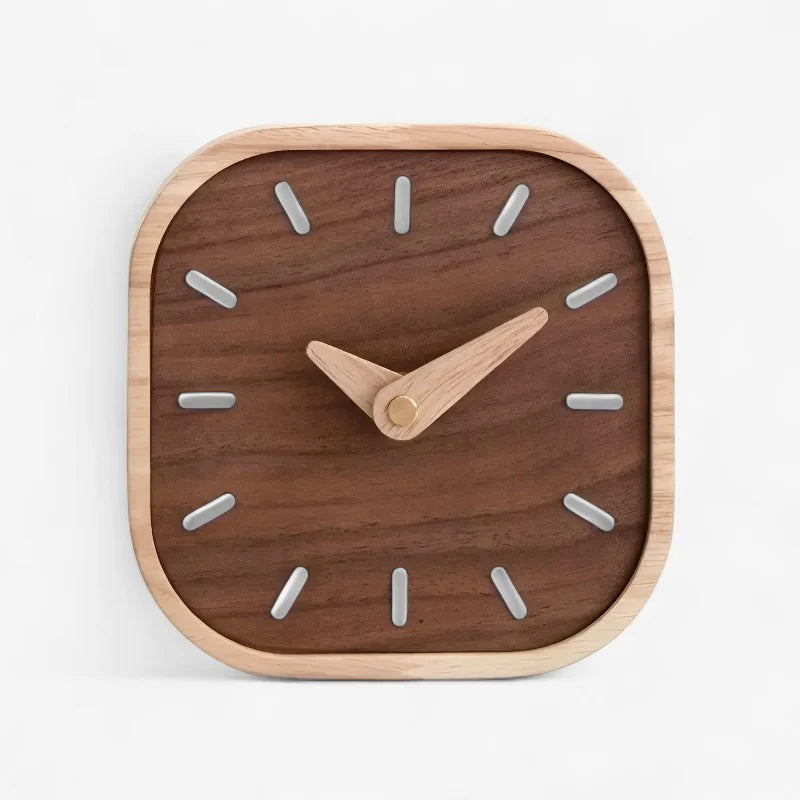 Table Clock | Square Wooden Design & Silent Movement