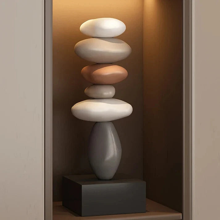Stacked Stone Sculpture | Natural Stone Finish & Fine Modern Base