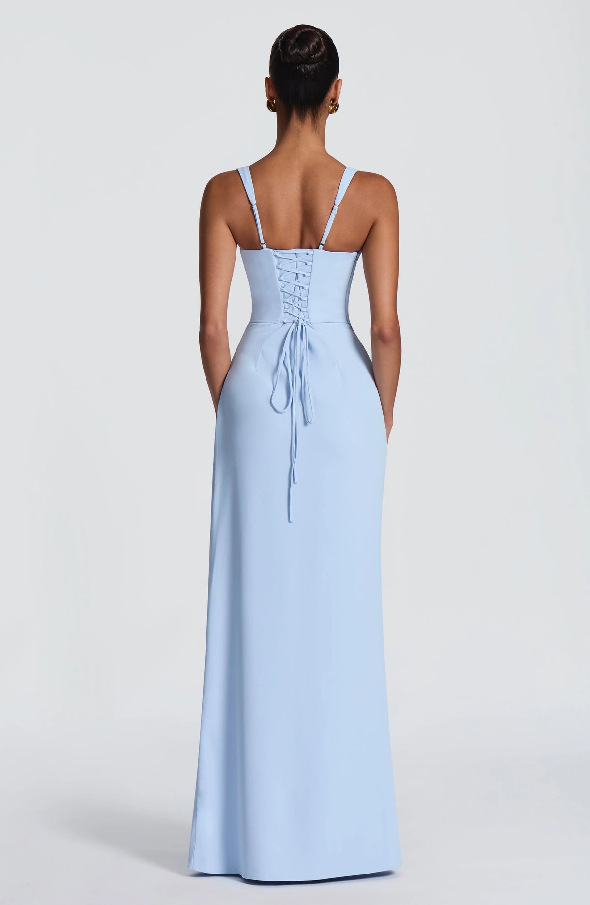 Maxi Dress | Draped Twill Corset Bodice | Adjustable Lace-Up Back
