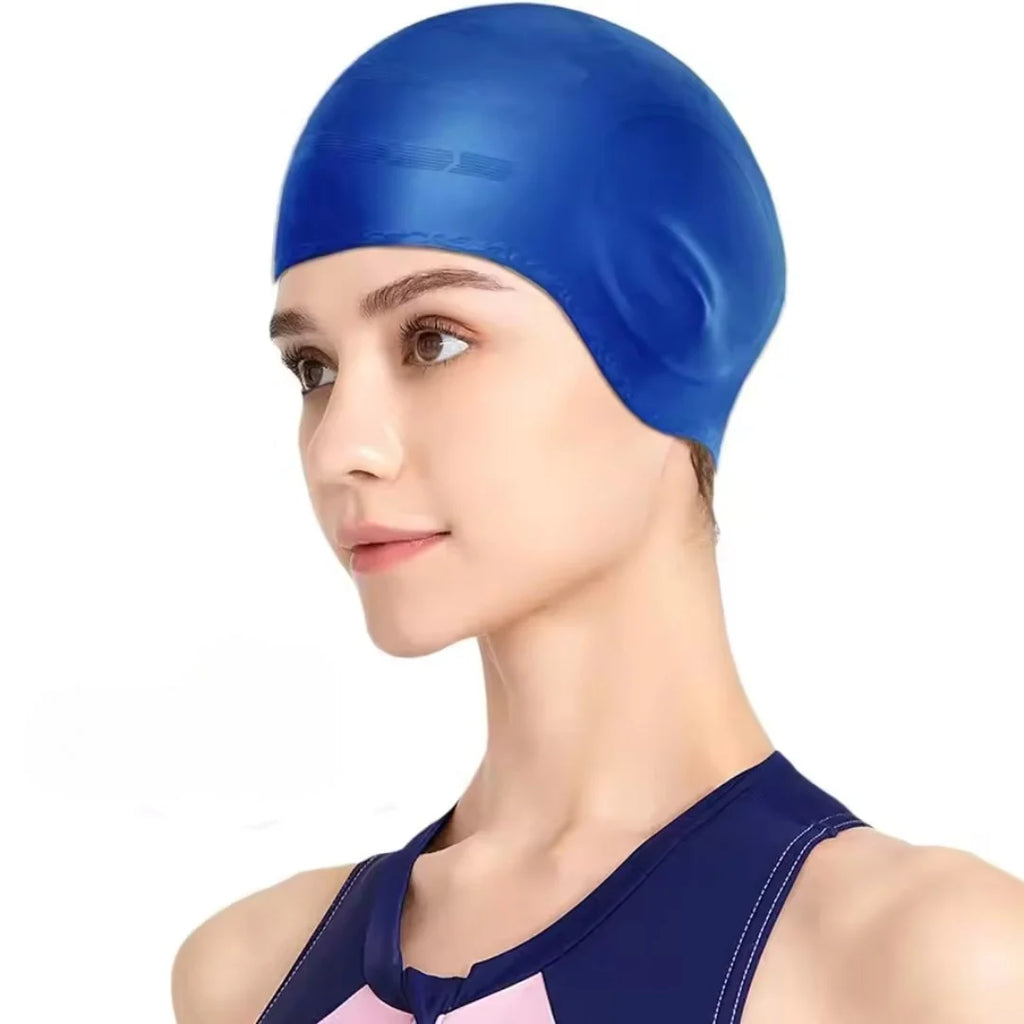 Swim Cap | Stretch Silicone & Built-In Ear Pockets | For Long Hair