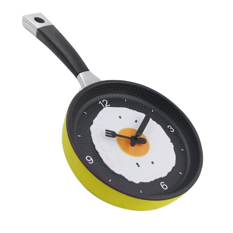 Wall Clock | Frying Pan & Fried Egg | Easy-To-Read Numbers