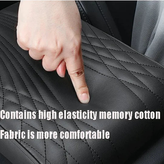Car Armrest Cushion | Memory Foam Faux Leather | Slip-Resistant Surface