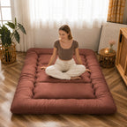 Japanese Futon Mattress | Quilted 4-Inch & Foldable | Washable Polyester