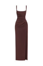 Maxi Dress | Draped Twill Corset Bodice | Adjustable Lace-Up Back