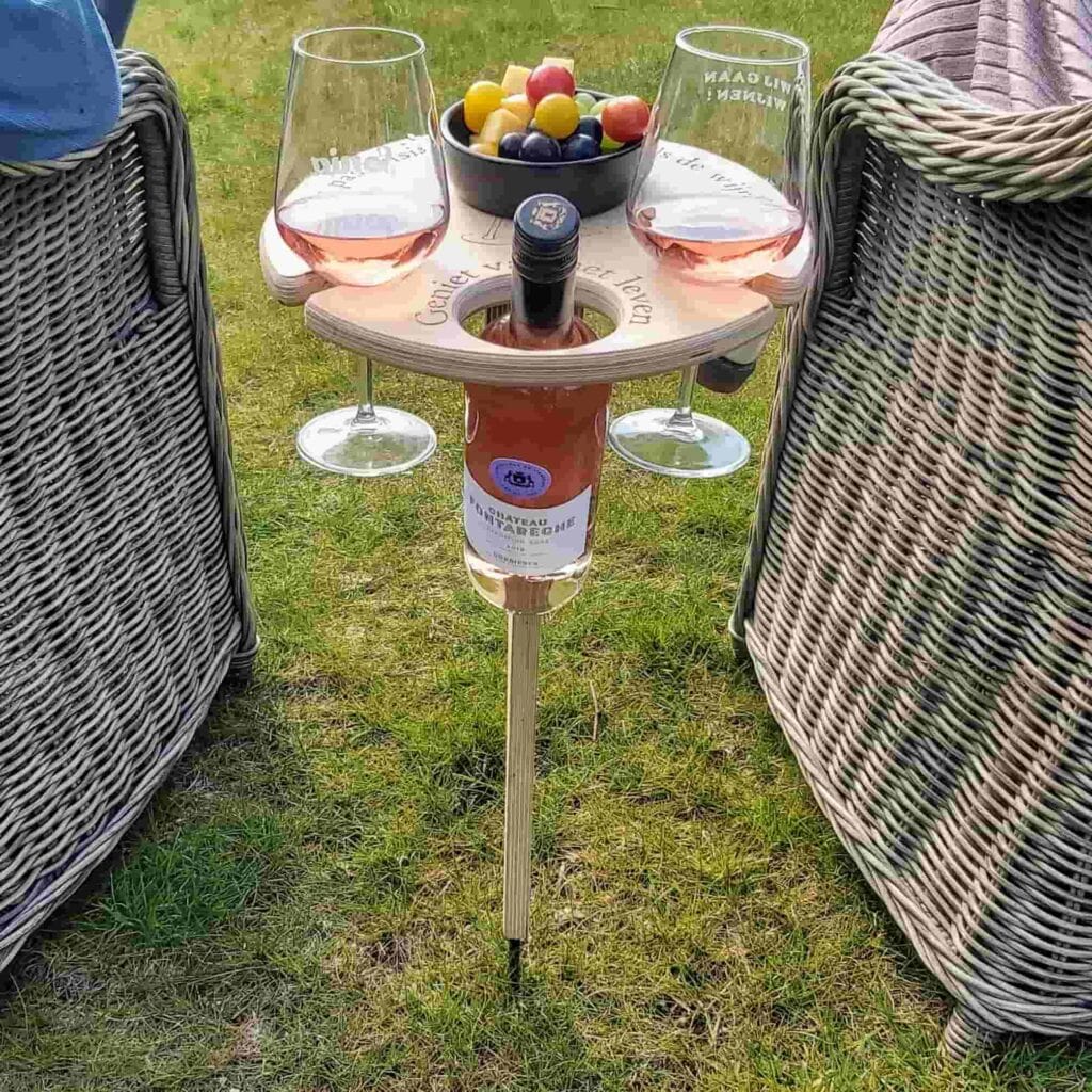 Picnic Table | Foldable Birch Wood & Wine Holder