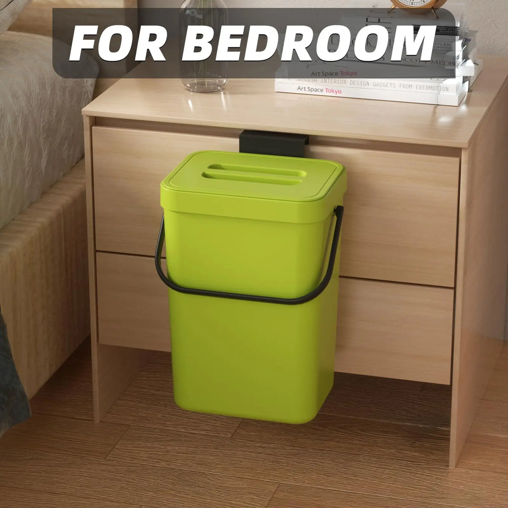 Mini Trash Can | Odor-Reducing Lid & Flexible Mounting