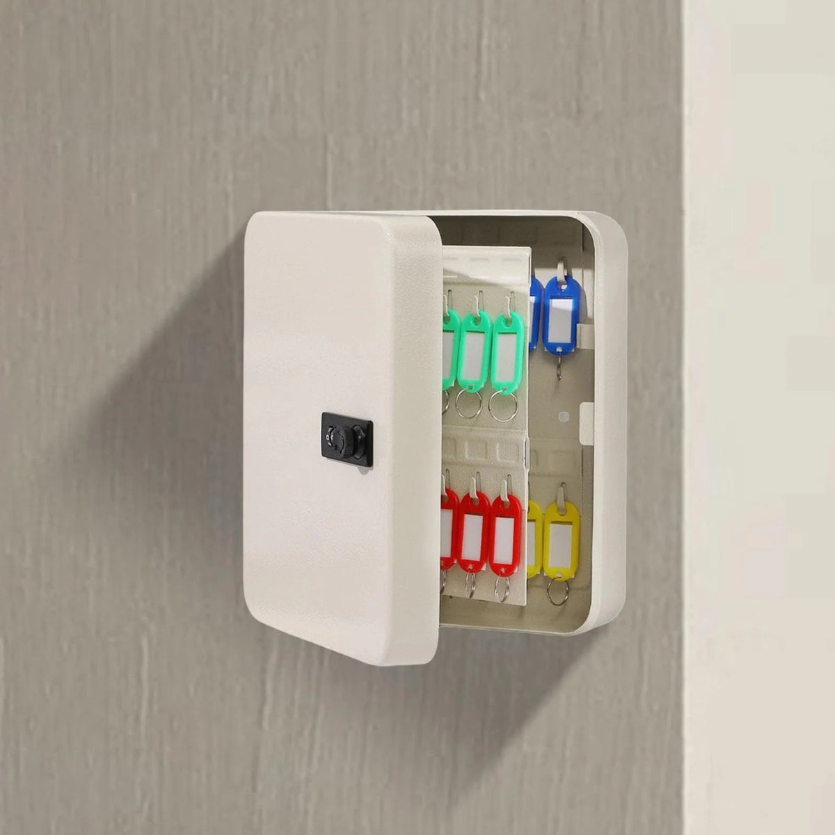 Key Cabinet | Wall-Mounted Iron With 3-Digit Combination Lock | 20 Hooks