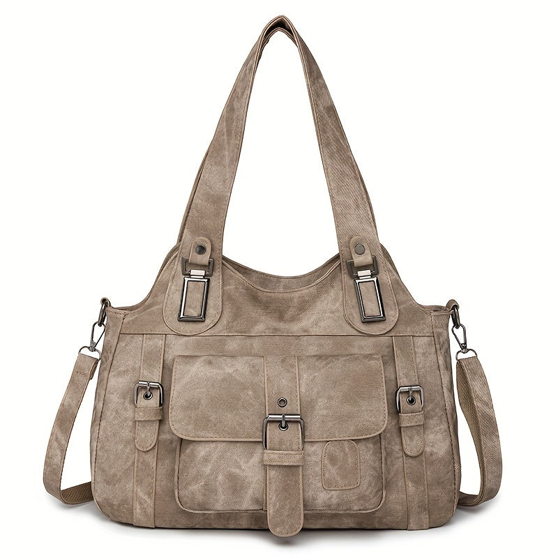 Tote Bag | Vintage Synthetic Leather | Multiple Pockets & Zip Closure