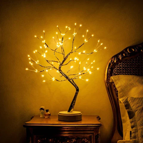 LED Tree Lamp | Bonsai Design & Warm Light | USB/Battery