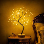 LED Tree Lamp | Bonsai Design & Warm Light | USB/Battery