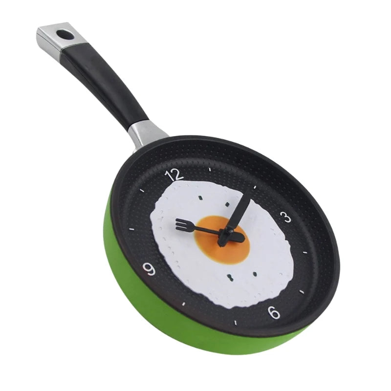 Wall Clock | Frying Pan & Fried Egg | Easy-To-Read Numbers