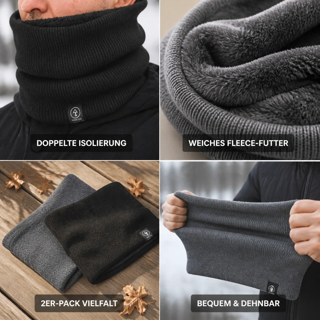 Neck Warmer | Knitted Fleece-Lined Double Insulation | Set of 2