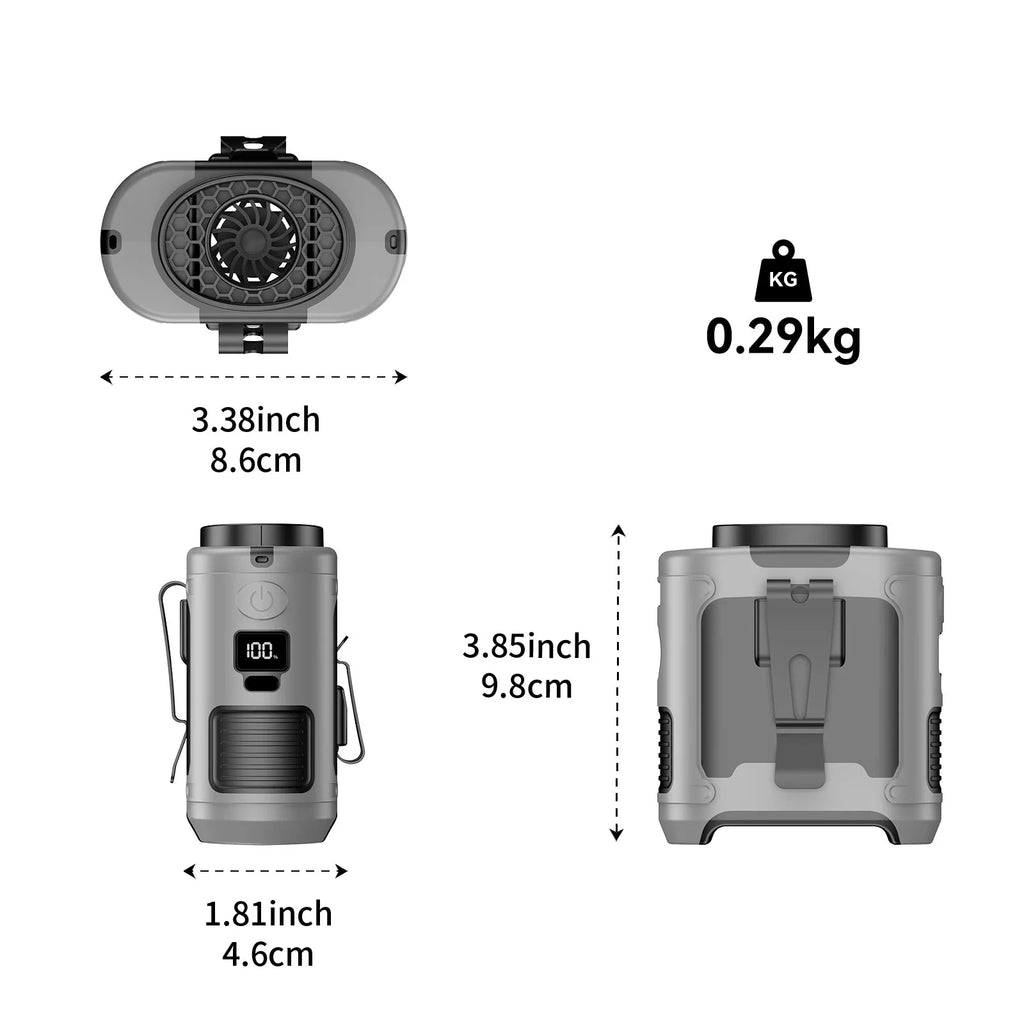 Waist Fan | Clip-On Hands-Free & 10000mAh Power Bank