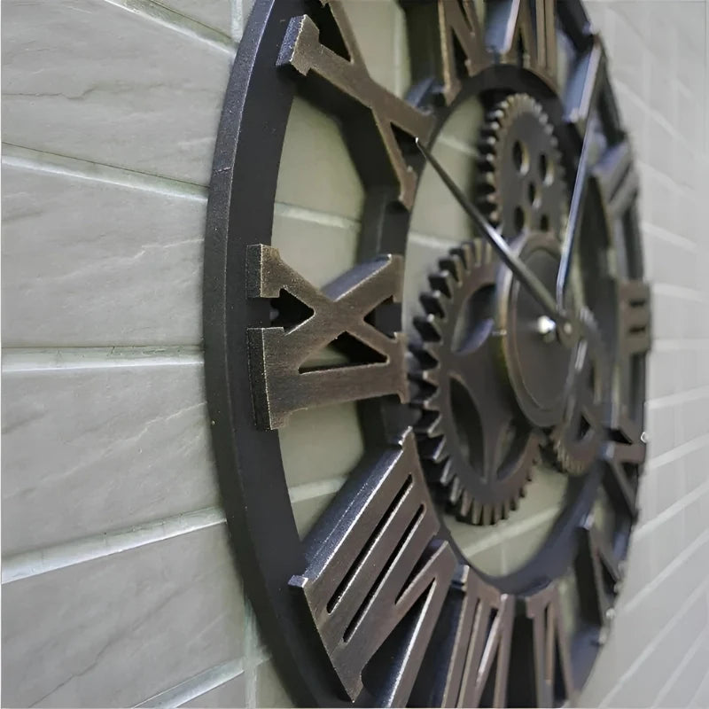 Wall Clock | Digital Display & Gear-Accented Bamboo | 30/40 cm