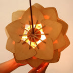 Pendant Lamp | Handcrafted Pine Wood Veneer & Dimmable LED Compatible | Diameter 38/45/68 cm