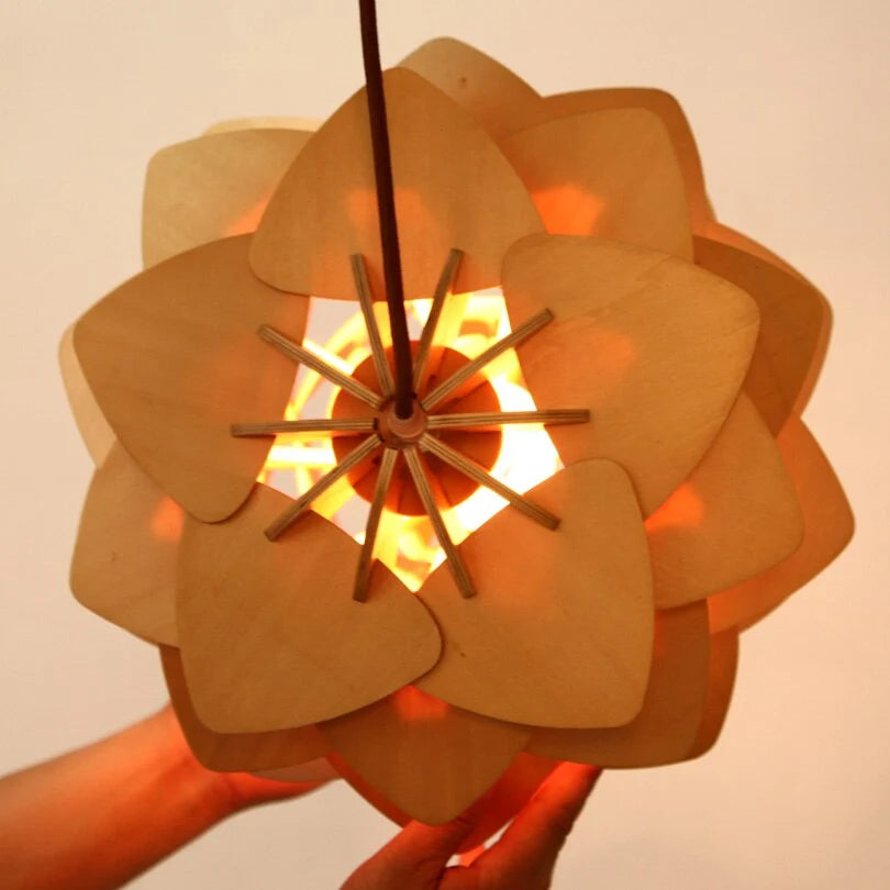 Pendant Lamp | Handcrafted Pine Wood Veneer & Dimmable LED Compatible | Diameter 38/45/68 cm
