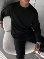 Men’s Long-Sleeve Shirt | Knitted Crew Neck | Regular Fit