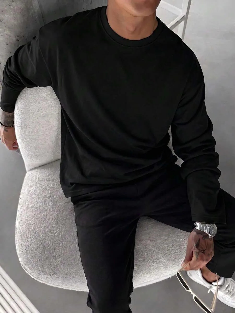Men’s Long-Sleeve Shirt | Knitted Crew Neck | Regular Fit