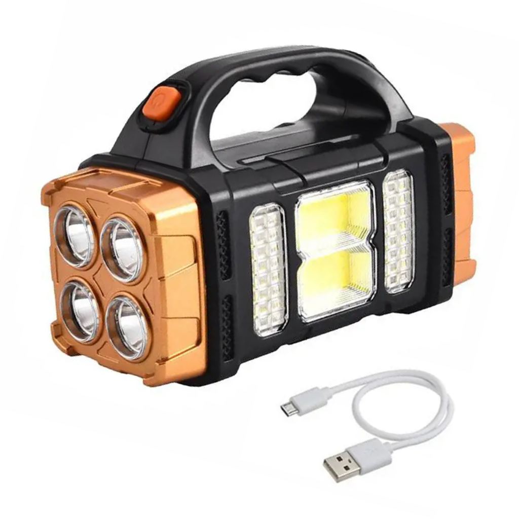 Emergency Flashlight | Solar Charging & Built-In Power Bank | IP44 Water-Resistant