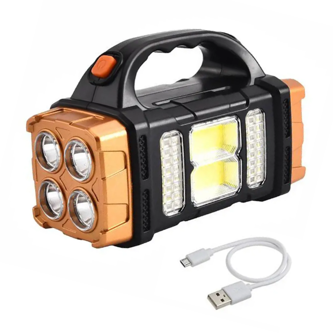 Emergency Flashlight | Solar Charging & Built-In Power Bank | IP44 Water-Resistant