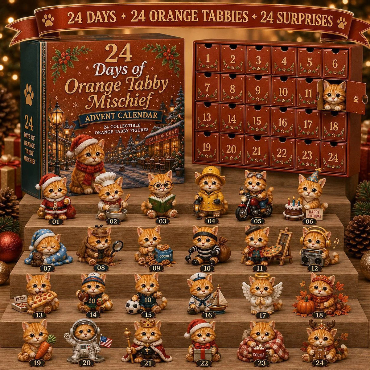 Advent Calendar | Acrylic Animal Design | 26 x 18 x 3 cm