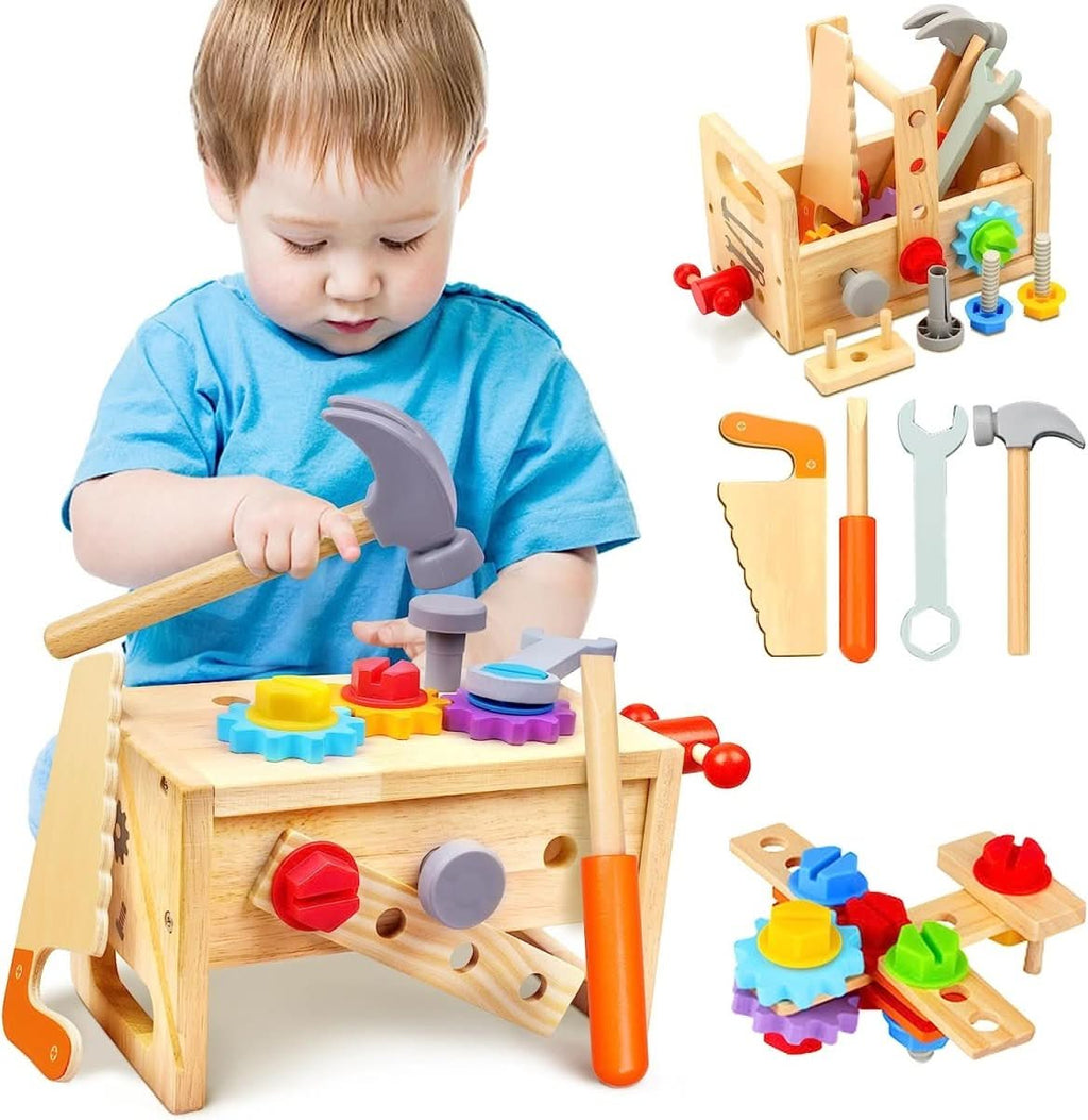Wooden Tool Set for Kids | Multifunctional Workbench & Storage Box | 29-Piece Set