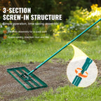Lawn Leveling Rake | Wide Aluminum Base & Ergonomic Long Handle | 91 x 25 cm