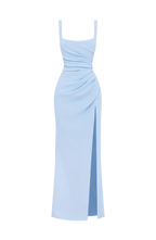 Maxi Dress | Draped Twill Corset Bodice | Adjustable Lace-Up Back