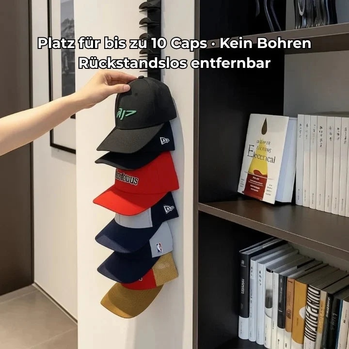 Cap Wall Mount | Shape-Preserving Clips & Space-Saving | Holds 10 Caps