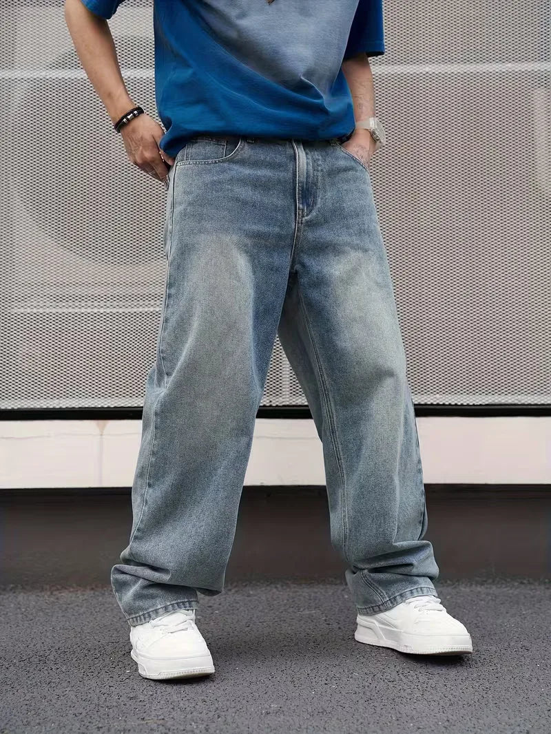 Men’s Jeans | Loose Fit & Wide Leg | Vintage Blue Wash
