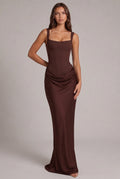 Maxi Dress | Boned Corset Bodice & Draped Lyocell Skirt | Adjustable Straps