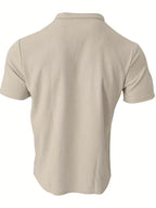 Men’s Polo Shirt | Short Sleeve V-Neck | Waffle Texture & Stretch Fabric
