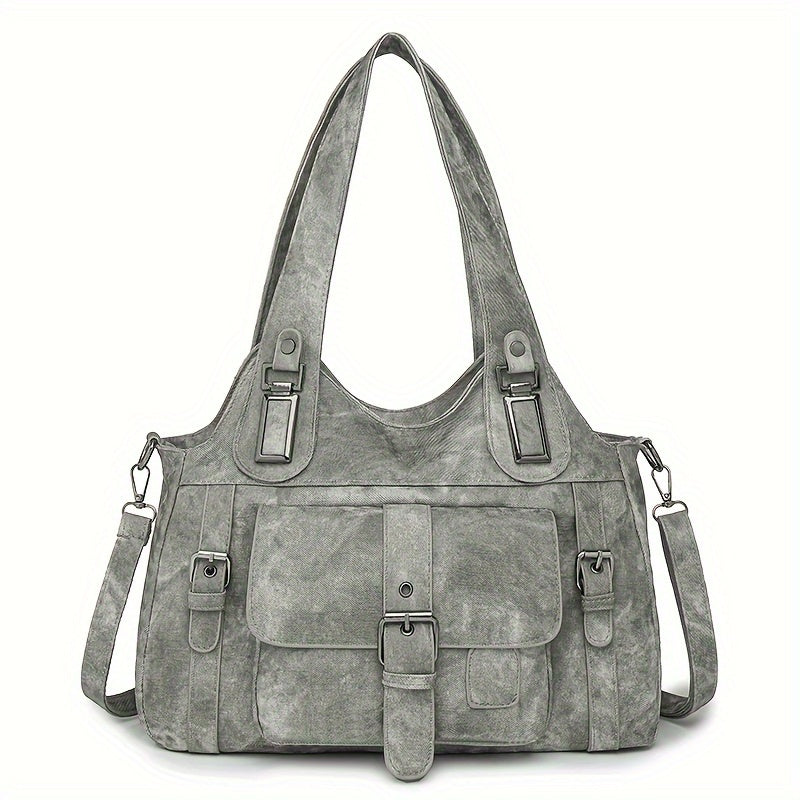 Tote Bag | Vintage Synthetic Leather | Multiple Pockets & Zip Closure