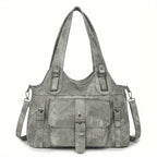 Tote Bag | Vintage Synthetic Leather | Multiple Pockets & Zip Closure