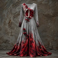 Halloween Dress | Skeleton Bodice & Rose Details | Long-Sleeved