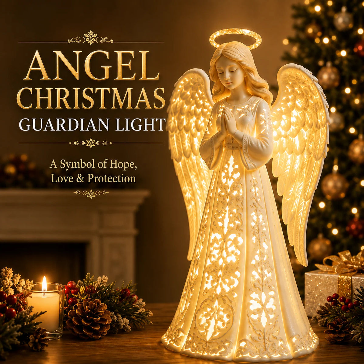 Angel Figurine | Battery-Powered Warm White LED | 30 cm