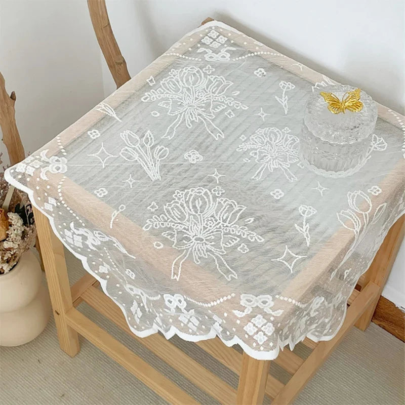 Tablecloth | Embroidered Floral Lace | Polyester Fabric
