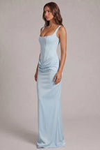 Maxi Dress | Boned Corset Bodice & Draped Lyocell Skirt | Adjustable Straps