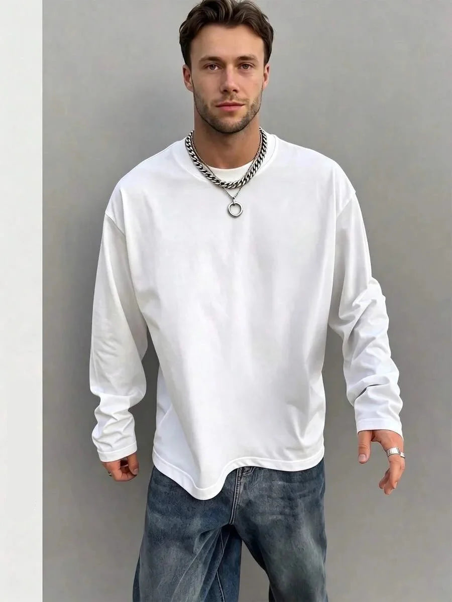 Men’s Long-Sleeve Shirt | Knitted Crew Neck | Regular Fit