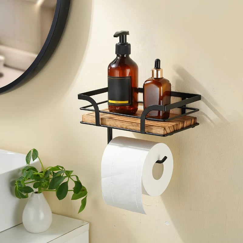 Wall-Mounted Storage Shelf | Integrated Paper Holder & Space-Saving
