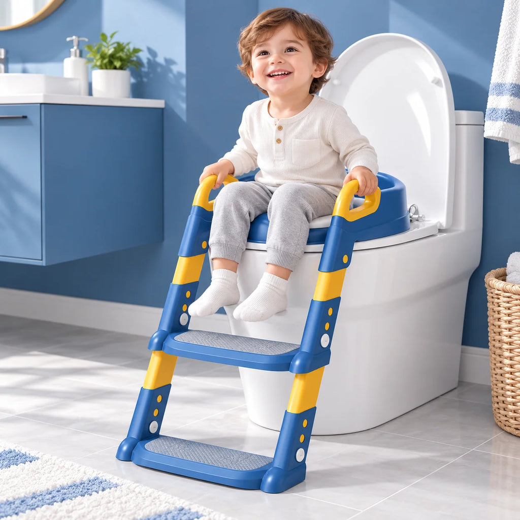 Potty Training Seat Ladder | Foldable & Space-Saving | Stable Step Stool Support