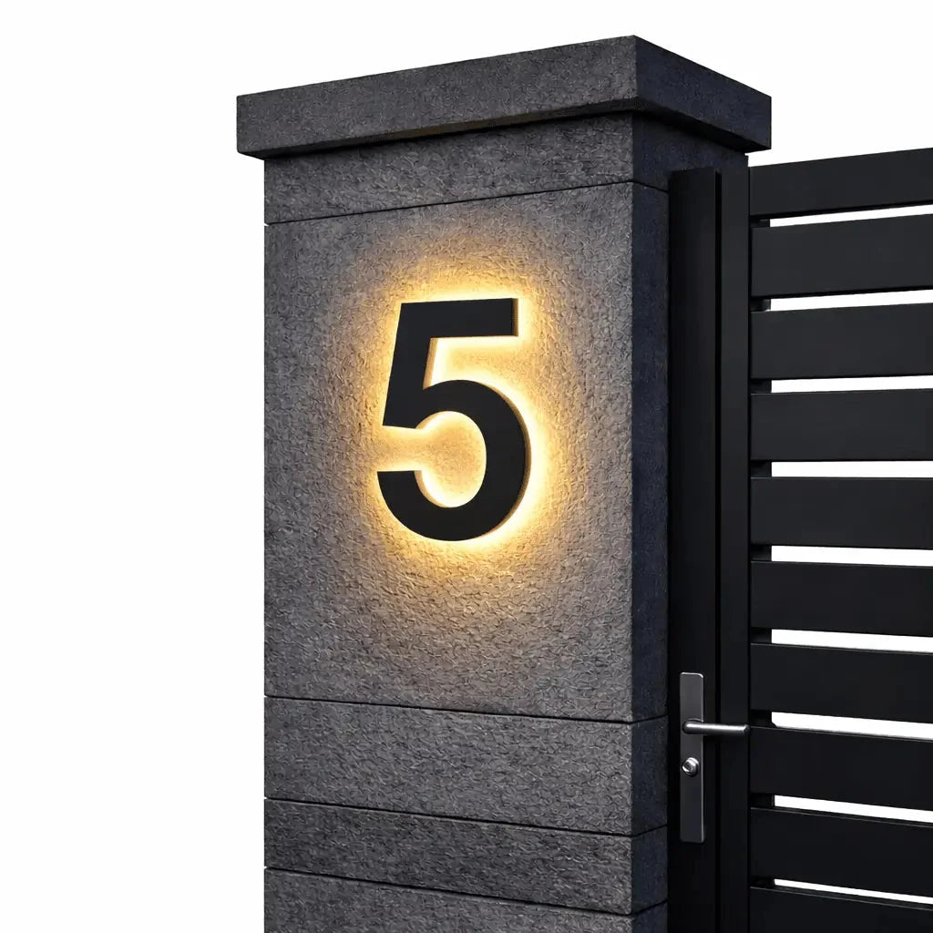House Number Sign | Warm White LED Backlighting & IP68 Waterproof