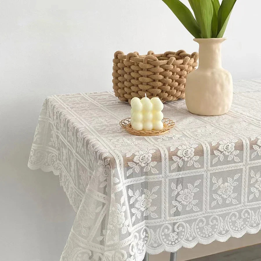 Tablecloth | Embroidered Floral Lace | Polyester Fabric