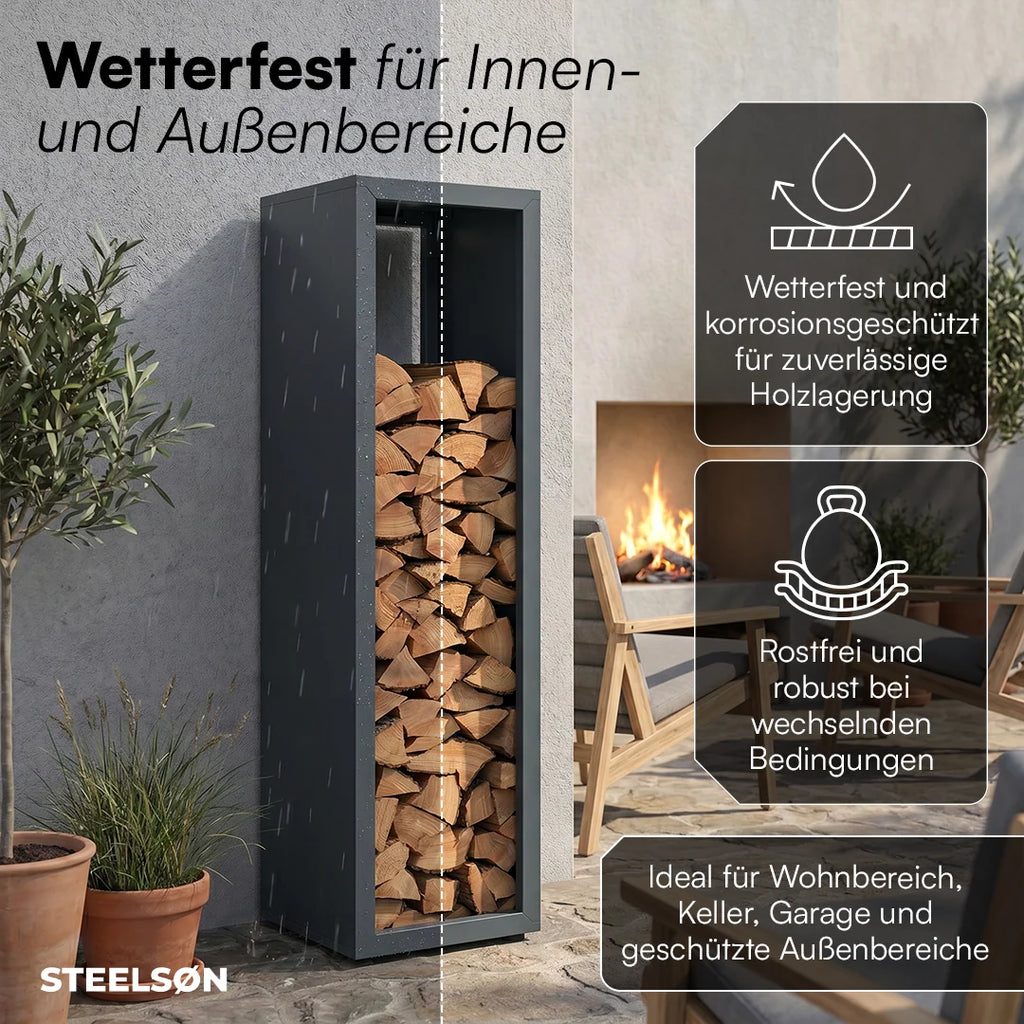Firewood Rack | Weather-Resistant Galvanized Steel | Adjustable Feet