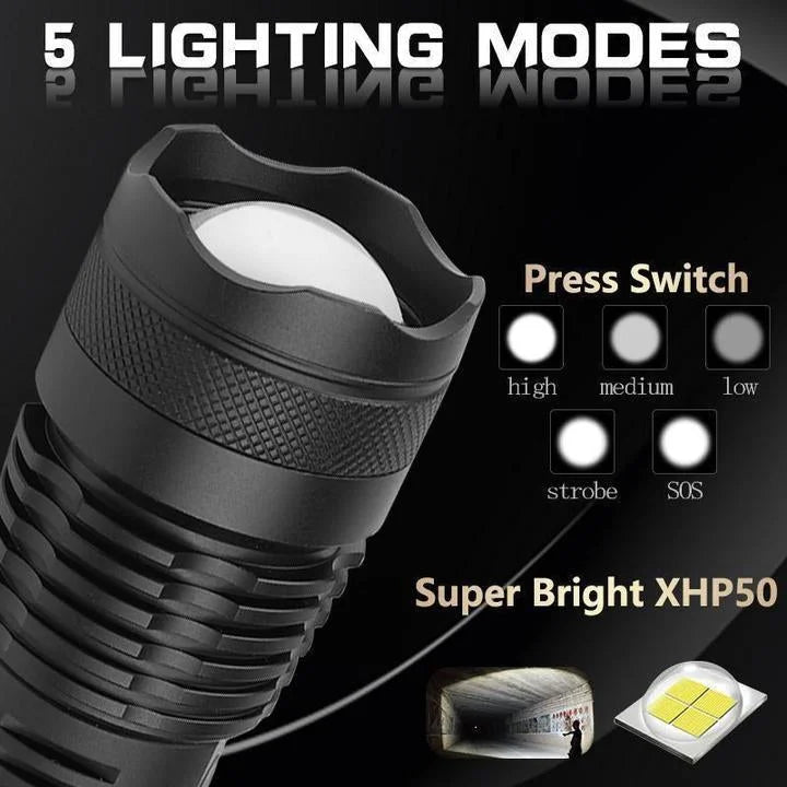 Tactical Flashlight | Ultra-Bright 90,000 Lumens & USB Rechargeable