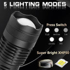 Tactical Flashlight | Ultra-Bright 90,000 Lumens & USB Rechargeable